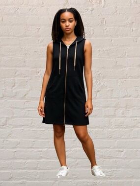 Nautica Sleeveless cotton terry zip front cover up Dress navy blue Size L